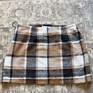 Amazon Plaid Mini Skirt in Tan and Black